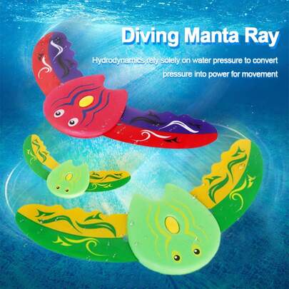 1个夏季红/绿水动力潜水鱼玩具，鲨鱼水下滑翔机，水下泳池玩具，无需电池，可调节脚蹼，自推进喷射器，趣味卡通泳池滑翔机玩具，儿童泳池潜水玩具，适合3岁以上儿童户外泳池派对玩耍