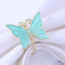 8PCS Flower Butterfly Napkin Ring Holder For Easter Wedding Party Family Gathering Napkin Cloth Ornament Decoration,C - A - View 5