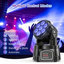 SEBRUANC 105W Moving Head Light, 7LED RGBW 4-In-1 Strobe Effect Light,Sound Activated Auto Play Remote & DMX Control Stage Light For Church Wedding Party Bar Club Live Show Entertainment Stage Lighting - UK Plug(220-240V) - View 5