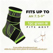 1pc Black & Green Adjustable Ankle Brace, Soft & Comfortable, Dual Protection, Snug Fit, Lightweight & Breathable, Suitable For Running, Yoga, Fitness - màu xanh lá - Xem 8