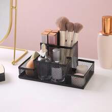 1个四格金属网桌面收纳架，大容量文具收纳架，可放置笔、计算器等办公用品，现代节省空间桌面收纳盒，适用于家庭书房 - 查看 7