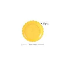 Yellow Flower Petal Disposable Tableware Set, Including 7/9 Inch Paper Plates, Paper Cups, Paper Napkins, Suitable For Birthday Party, Holiday Party, Picnic, Celebration, Wedding Tea Party, Graduation Ceremony Disposable Party Supplies - Yellow - View 16