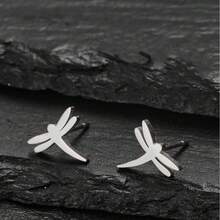 1 Pair Golden Earring In The Shape Of A Dragonfly, Suitable For Women To Wear Daily, During Holidays And Leisure Times. Gatherings, And As A Gift. - GED862 - View 8