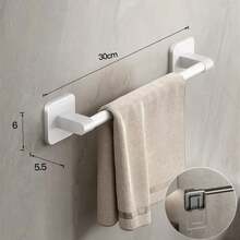 Soporte para toallas de baño, estante para pantuflas sin perforaciones, estante para toallas montado en la pared, barra para toallas, accesorios de cocina y baño X4Z9 - Gris--40CM - Ver 11