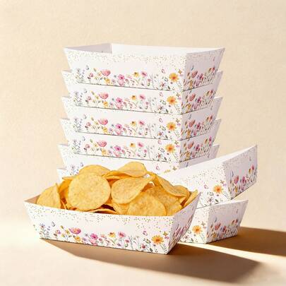 10 قطعة / 20 قطعة / 50 قطعة صناديق ورقية للقلي مستهلكة بنمط الزهور والنجوم الربيعية، صواني طعام، صناديق فشار ورقية، مناسبة لحفلات عيد الميلاد، حفلات استقبال المواليد، حفلات الزفاف، الهدايا، النزهات، التخييم والشواء، زوارق ديكور زهري لمرة واحدة لحفلات عيد الميلاد الربيعية، حفلات استقبال المواليد، حفلات الشاي قبل الزفاف وغيرها