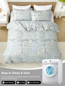 三件套水彩花卉印花被套，采用超柔软透气的超细纤维面料，四季皆宜，可机洗，不易褪色、起球、缩水、抗皱。适合田园、清新、可爱、简约等多种风格。提供特大/大号/双人/单人尺寸。是居家、宿舍、公寓、客房、度假屋的理想之选，也是馈赠佳品。 - 彩色 - 查看 10