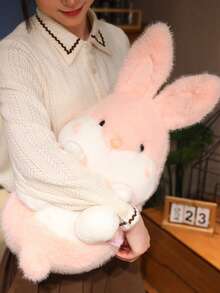 1个可爱粉色毛绒兔子玩偶，女孩粉色布艺兔子抱枕，节日粉色兔子礼物 - 彩色 - 查看 9