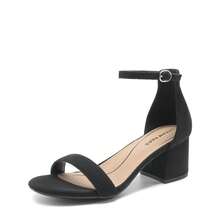 Women Chunky Low Heel Summer Sandals, Elegant Open Toe Ankle Strap Low Heeled Sandals For Causal And Wedding Party Wearing - màu đen - Xem 3