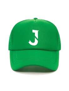 1件装时尚海绵帽 J 字母印花成人卡车司机帽棒球帽钓鱼帽趣味礼物帽男女通用春夏款 - 彩色 - 查看 10