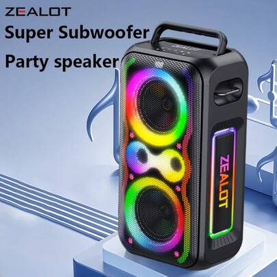  ZEALOT PT21 Wireless Bluetooth Speaker, 200W Peak Power, Portable Subwoofer With RGB Lights, EQ Modes, 48000mAh Battery For Up To 8 Hours Playtime. Compatible With Smartphones, Tablets, Computers And TVs. Supports SD Card, USB, AUX And TWS Pairing. Suitable For Car, Camping, Beach, Home Theater, Stage, Halloween Party And Halloween Gifts.