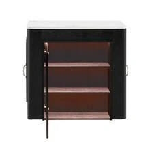 Kitchen Island On Wheels, Extendable Dining Table With Removable Top, Mobile Service Trolley With Power Strips, Which Can Be Used As A Buffet, Sideboard Or Bar Table For The Kitchen And Dining Room (Black) - White + Black + Medium Density Fiberboard + Glass - View 2