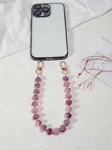粉色合金心形元素彩色心形仿石手机挂绳，紫色、粉色亚克力珠手机挂绳，兼容包包挂饰、钥匙扣、相机CCD装饰，适合作为节日礼物、手机挂饰、复活节春季礼物 - 彩色 - 查看 7