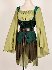 In Stock Women's Elf Medieval Magic Dress With Wings, Headband, Belt, Cosplay Costume, Hot Selling Ears - Green - View 4