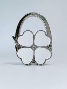 1 Elegant Four-Leaf Clover White Design Foldable Handbag Hook - Fashionable Aluminum Alloy Wallet Table Hook, Decorated With Heart-Shaped Flowers, Portable Metal Bag Stand, Suitable For Fashion Accessory Lovers, Can Be Used As Wall Picture Frame, Self-Adhesive Wall Hook, Hanger, Wall Hook, Bathroom Towel Rack, Door Hook - Multicolor - View 6
