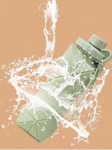 1pc 600ml Silicone Folding Bottle Adult Portable Reusable Plastic Cups Outdoor Travel Gym Water Bottle Motivational Drinking Bottle 7WDC - 粉色 - 查看 3