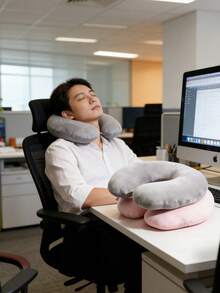 Almohada de viaje inflable, cojín en forma de U portátil para avión, coche, hogar, oficina, funda suave, soporte cómodo para el cuello, adecuado para estudiantes, adultos, accesorios de viaje, almohada en forma de U para siesta de tren de alta velocidad con diseño creativo de dibujos animados, decoración para el cuello, regalo unisex, artículo esencial para carteros, artículo esencial para volver a la escuela, regalo de Navidad - Multicolor - Ver 5