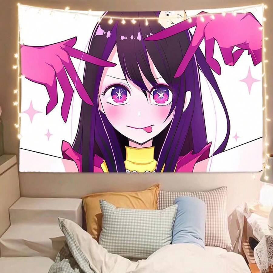 Ai Hoshino Oshi No Ko Tapestry Ruby Hoshino Kawaii Room Decor - 白色 - 查看 1