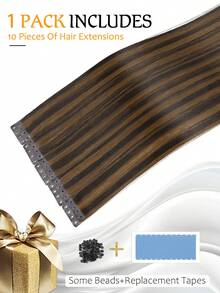 Invisible PU Brown Hair Tie, Seamless Reusable Brown Hair Binder - Multicolor - View 4
