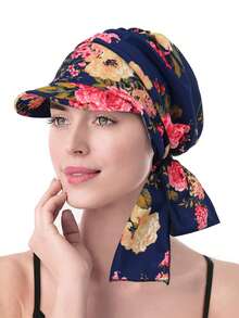 1件欧美新款花卉头巾帽，花卉头巾帽，穆斯林长尾头巾帽 - 彩色 - 查看 12