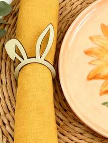 Cute Wooden Napkin Rings | Easter Bunny Design, Ideal For Easter And Rabbit Themed Parties | Wooden Material, No Assembly Required - Multicolor - View 3