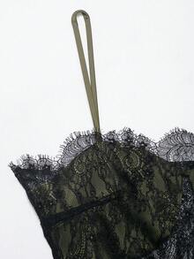 Vestido de satén con encaje asimétrico y estilo sexy, de moda para mujer en verano, con estilo elegante europeo y americano - Verde Oliva - Ver 5