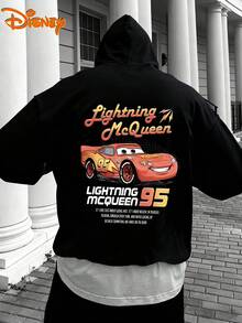 Disney Men's Casual Hoodie, Lightning McQueen Inspirational Quote Print, Vibrant Racing Design, Comfortable Fit, Perfect For Daily Wear & Fan Collections - Black - View 3