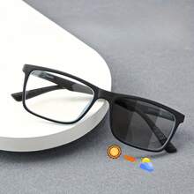 3-Pack Photochromic Reading Glasses High-End Spring Hinges Lightweight For Office And Travel Unisex Quality Eyewear Ideal For Halloween And Christmas Gifts - Black Gray + Black Blue + Black and White - 查看 6