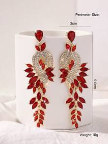 1 Đôi bông tai hình lá và nốt nhạc đính đá lấp lánh, kiểu dáng ngọt ngào dành cho nữ dự tiệc/hẹn hò. - Đỏ - Xem 3