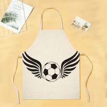 1 pieza Delantal con estampado de la Copa Mundial, delantal impreso creativo y divertido de moda, delantal de limpieza del hogar, delantal de cocina fácil de limpiar, delantal creativo para el hogar - Multicolor - Ver 13