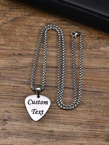 Personalized Engraved Guitar Pick Couple Necklace | Stainless Steel Chain | Custom Text/Name/Quote | Sentimental Music Lover Gift | Rock Style | Perfect For Boyfriend/Girlfriend & Anniversary - Multicolor - View 4