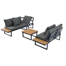 Outdoor Table & Chair Sets - Grey+Black - View 10