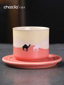 Bộ gồm 1 tách trà và đĩa lót bằng gốm sứ họa tiết lạc đà, tách cà phê kiểu ombre và tách espresso 80ml. Thích hợp cho tiệc trà chiều, họp mặt gia đình, phòng ngủ, phòng khách, phòng học hoặc quán cà phê. - Tách trà lạc đà - Xem 12