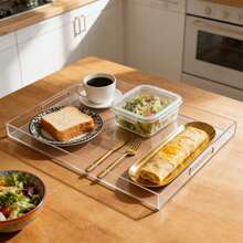 Clear Sturdy Acrylic Serving Tray, 18.9 X 18.9 Inch Clear Sturdy Acrylic Square Tray With Handles Spill Proof Square Decorative Tray For Coffee Table, Bathroom, Vanity - View 1