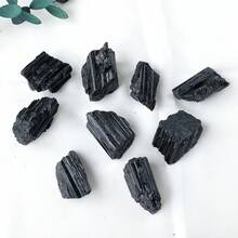 1pc Natural Black Tourmaline Jet Stones Raw Ore Irregular Crystals Divination Mineral Specimen Eliminate Magnetism Fathers Dad Christmas Gift - Black Tourmaline Rough Stone - View 9