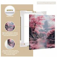 1幅帆布墙画，带框墙画，樱花河景海报，粉色樱花风景墙画，日式春日自然风光画，春季家居装饰，春季装饰品，房间装饰美学，宿舍装饰，卧室装饰，客厅装饰，浴室装饰，厨房装饰，公寓装饰，办公室装饰 - A - 查看 3