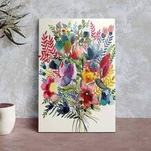 1pc Framed Floral Canvas Wall Art Poster - Watercolor Bouquet Painting With Red, Pink, Yellow, Blue, Green, Purple, Orange, - Ready-To-Hang Hanging Hooks For Living Room, Bedroom, Office, Classroom - Elegant Home Decor Gift For Housewarming, Wedding, Easter - Premium Canvas Print, Flower Wall Decor - 有框架 - 查看 7