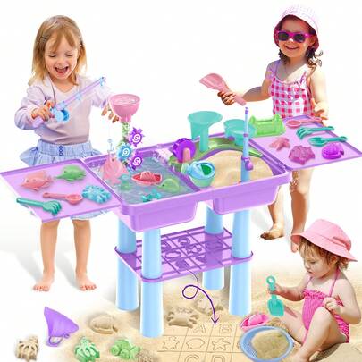 Outdoor Sand And Water Play Table For Kids Fishing Game Waterwheel Beach And Pool Indoor Outdoor Summer Garden Toys Sand Pit Water Table