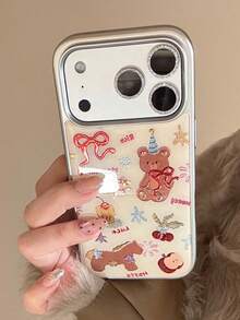 极简时尚金/银边星星熊手机壳，适用于 17/16/15/14/13/12/11 - 彩色 - 查看 4