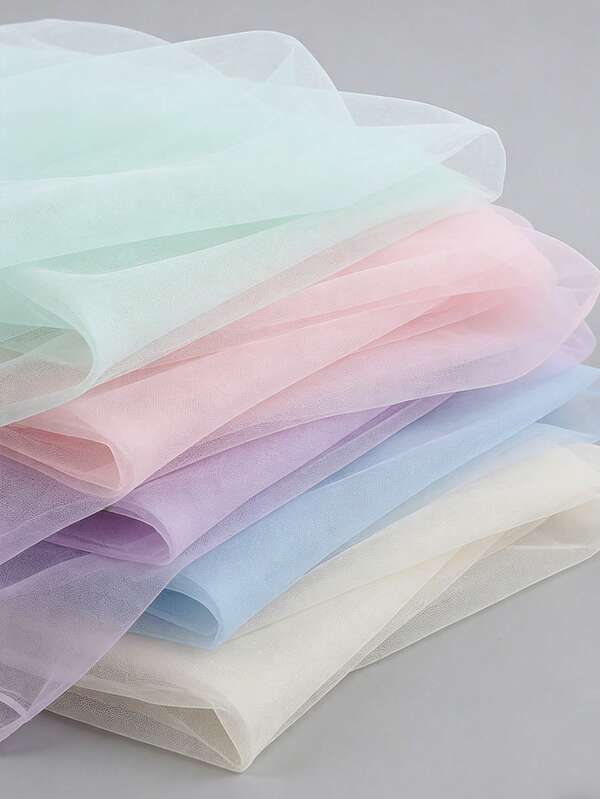 1 peça de tule macio e liso de nylon de cor sólida, véu para vestido de noiva, tecido de malha decorativa