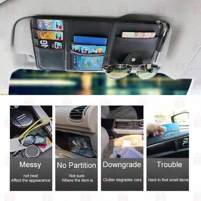 Car Accessories - Sun Visor, Sun Visor Storage Clip, Sun Visor Storage Bag, Car Interior Decorative Sun Shade