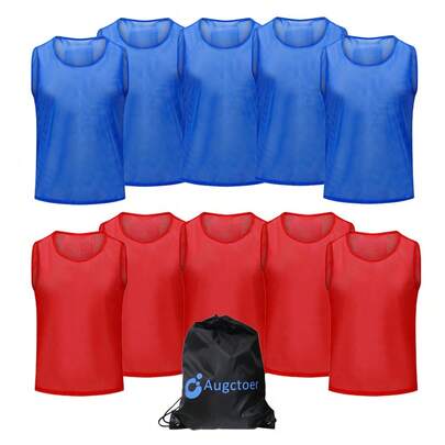 10pcs Soccer Training Bibs Scrimmage Vest Set Team Practice Pinnies For Youth & Adults