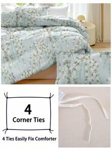 三件套水彩花卉印花被套，采用超柔软透气的超细纤维面料，四季皆宜，可机洗，不易褪色、起球、缩水、抗皱。适合田园、清新、可爱、简约等多种风格。提供特大/大号/双人/单人尺寸。是居家、宿舍、公寓、客房、度假屋的理想之选，也是馈赠佳品。 - 彩色 - 查看 6