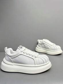 bingyuanjing Sneaker casual alla moda, di alta qualità, traspirante, leggero, con suola spessa e rialzata per uomo - Bianco - Visualizzare 5