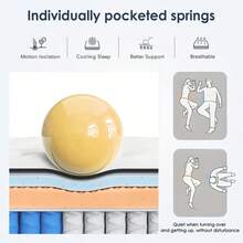 10"12"/14" Queen Mattres Twin Full Queen King Size Bed Mattress In A Box, Hybrid Pocket Spring Breathable Cotton Layer Mattress For Motion Isolation & Silent Sleep, Lumbar Support & Pressure Relief, Medium Firm - 黑色 - 查看 4