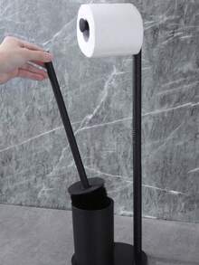 1 件浴室收纳架，不锈钢卫生纸卷架和刷子架收纳架 - 黑色 - 查看 8