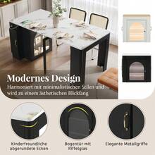 Kitchen Island On Wheels, Extendable Dining Table With Removable Top, Mobile Service Trolley With Power Strips, Which Can Be Used As A Buffet, Sideboard Or Bar Table For The Kitchen And Dining Room (Black) - White + Black + Medium Density Fiberboard + Glass - View 3