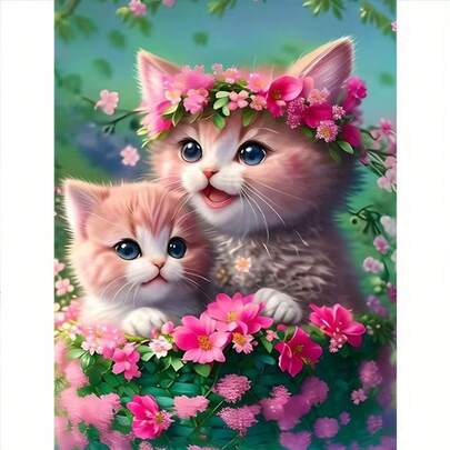 1pc [30*40cm/11.8*15.7in]5D Acrylic Diamond Painting Kit, Cat Pattern, Suitable For Adult Beginners DIY Mosaic Diamond Art, Full Drill Handmade DIY Diamond Painting, Suitable For Living Room, Bedroom, Office Wall Decor Hanging Painting, Surprise Art Home Decor Gift For Family And Friends, Frameless