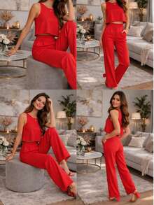 Casual Elegant Linen Home - 紅色 - 查看 2