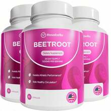 RosabellaOrganic Beet Root Capsules - 1300mg Beet Root Powder Aids Healthy Circulation & Vitality, Non-GMO, Beet Root Supplement - 60 Capsules, 30-Day Supply - 60 Capsules - 查看 8