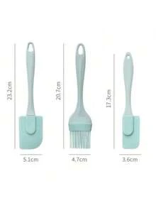 Bộ 3 món cọ phết dầu và thìa silicon, thìa phết kem màu hồng, dụng cụ làm bánh bằng silicon, cọ phết bánh ngọt và dụng cụ cạo kem. Bộ 3 món dụng cụ làm bánh bằng silicon gồm thìa và cọ phết kem. - nhiều màu - Xem 2
